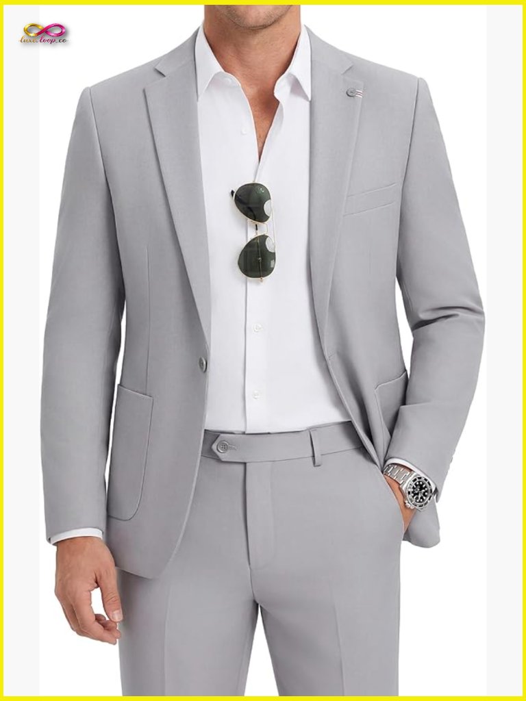 Slim Fit Suit Set Classic Modern Blazer Pants Wedding Business Formal
